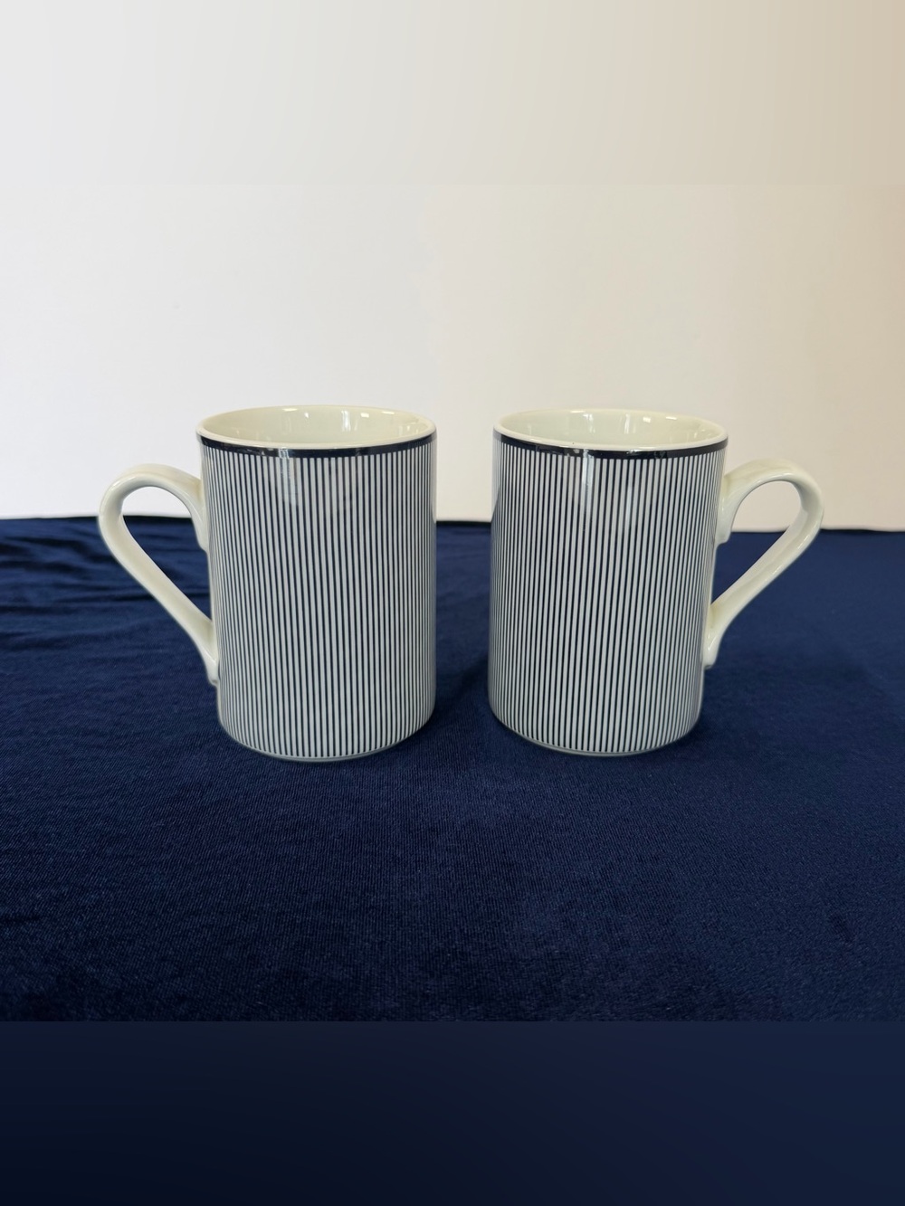 Vintage Dansk Bistro Ringsted Blue White Stripe MCM Coffee Mug Blue/White 10oz